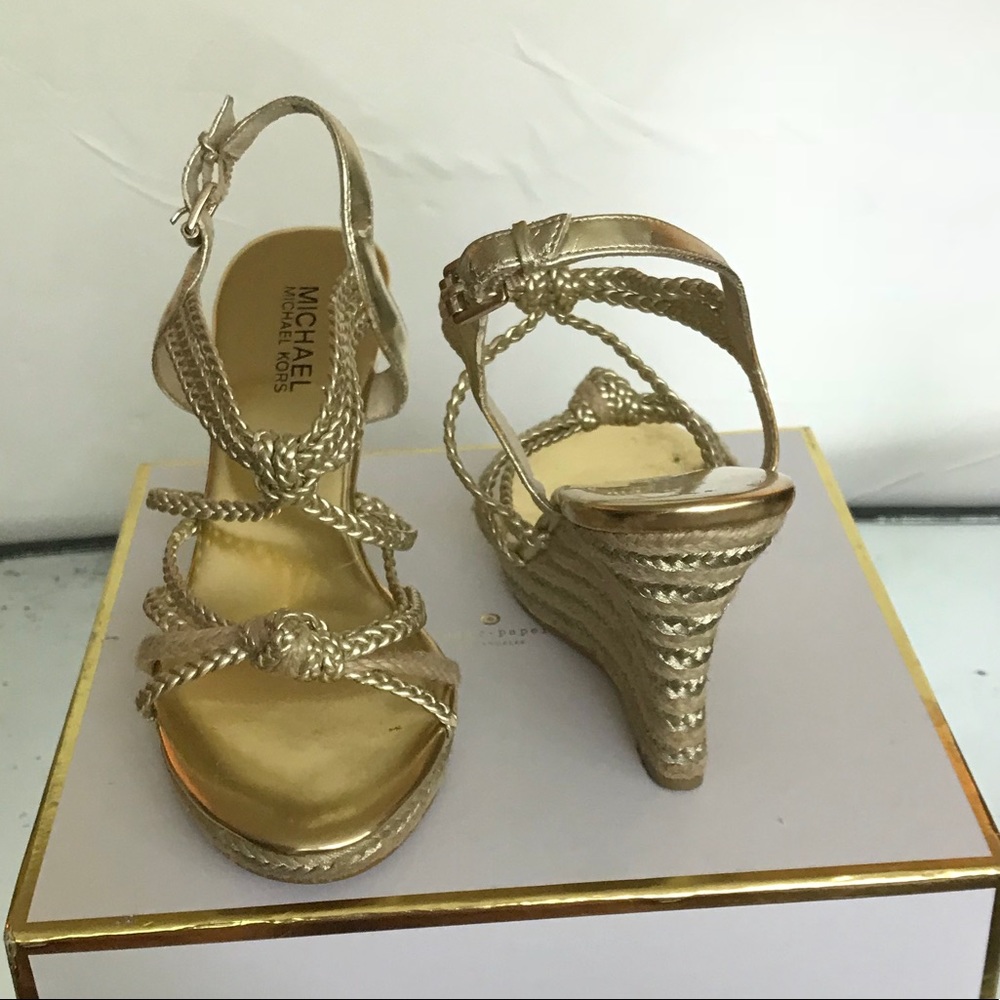 Michael Kors gold espadrille wedges 6.5